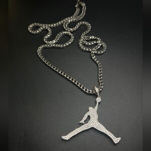 🔥 Solid S925 MOISSANITE Jordan Pendant  – 24” Diamond Cut Franco , 35.06 TW